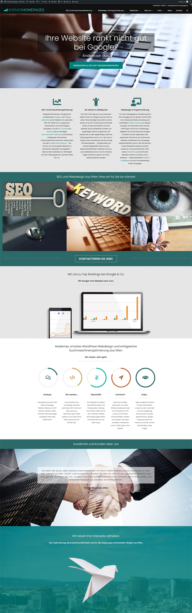 SEO und Webdesign für die Webdesign Agentur wienerhomepages