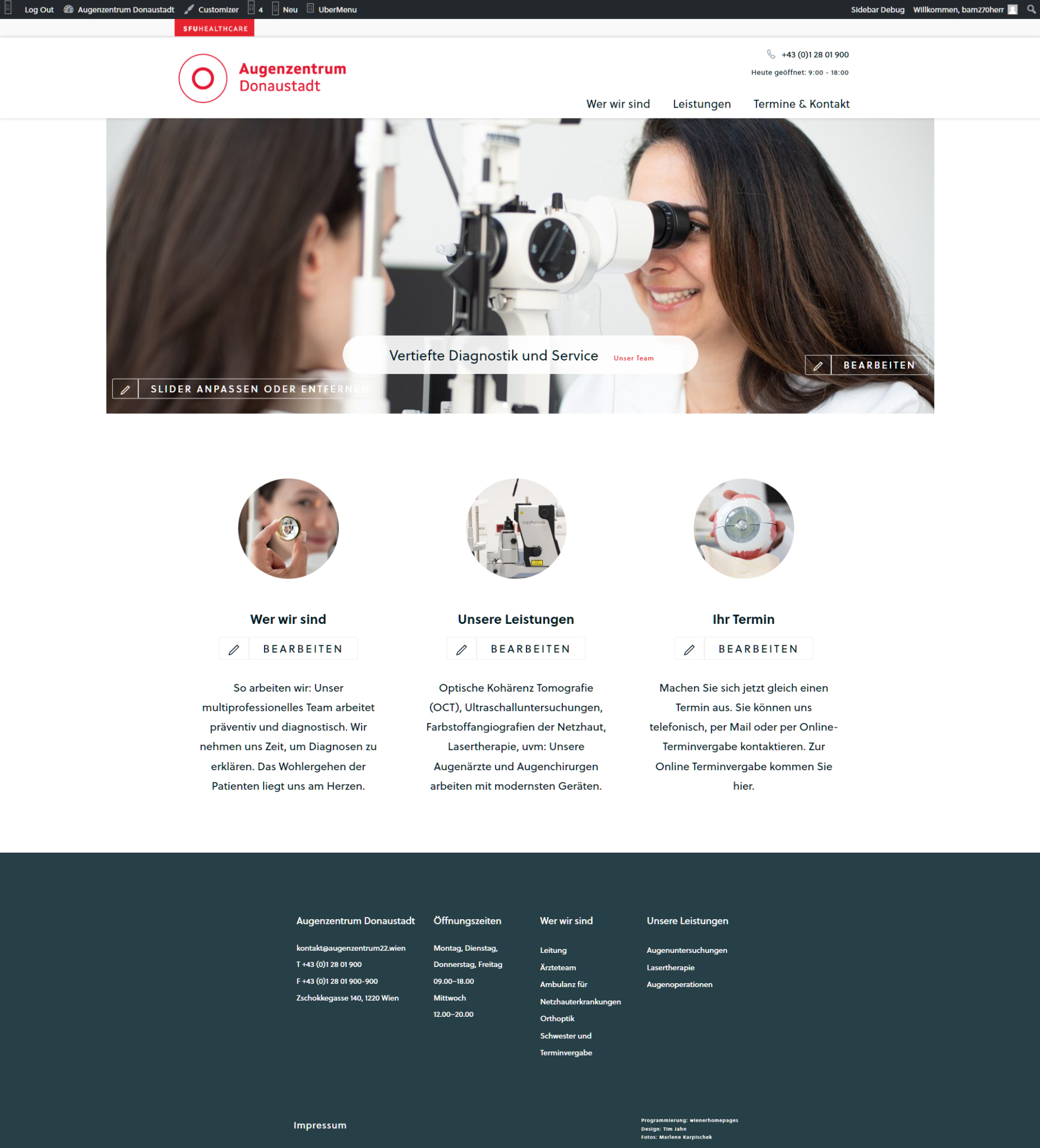 wordpress website augenzentrum donaustadt